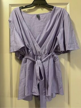 SHEIN Curve Lavender V-Neck Top